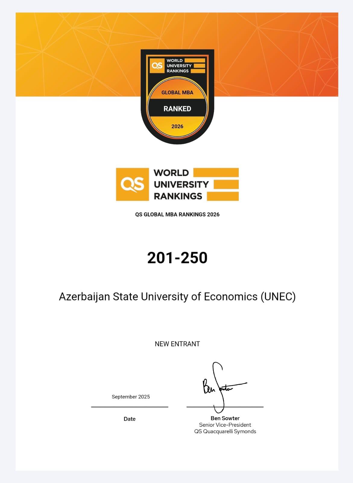 UNEC MBA among the world’s best: in the QS MBA Rankings! (PHOTO)