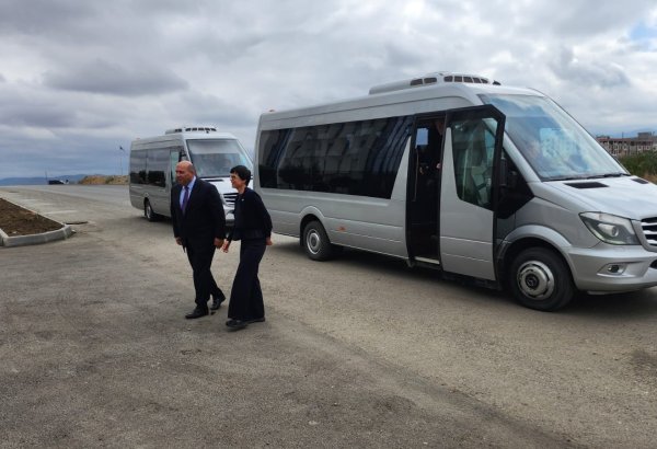 EU's commissioner for enlargement visits Azerbaijan's Aghdam city