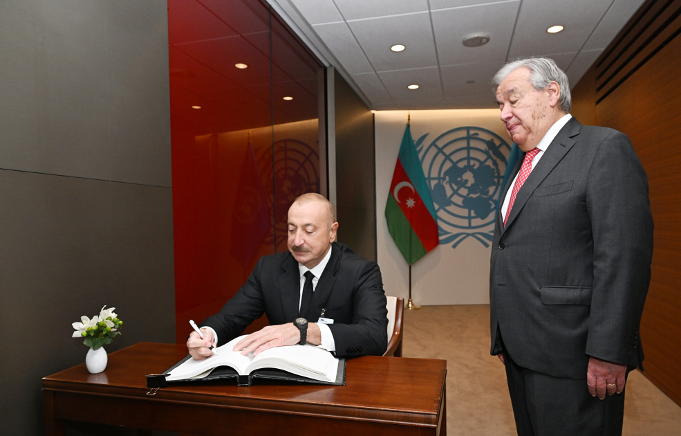President Ilham Aliyev meets with UN Secretary-General Antonio Guterres (PHOTO)