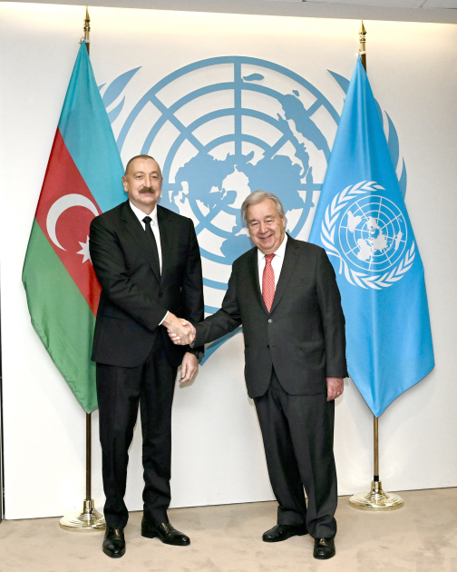 President Ilham Aliyev meets with UN Secretary-General Antonio Guterres (PHOTO)