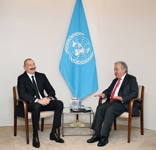 President Ilham Aliyev meets with UN Secretary-General Antonio Guterres (PHOTO)