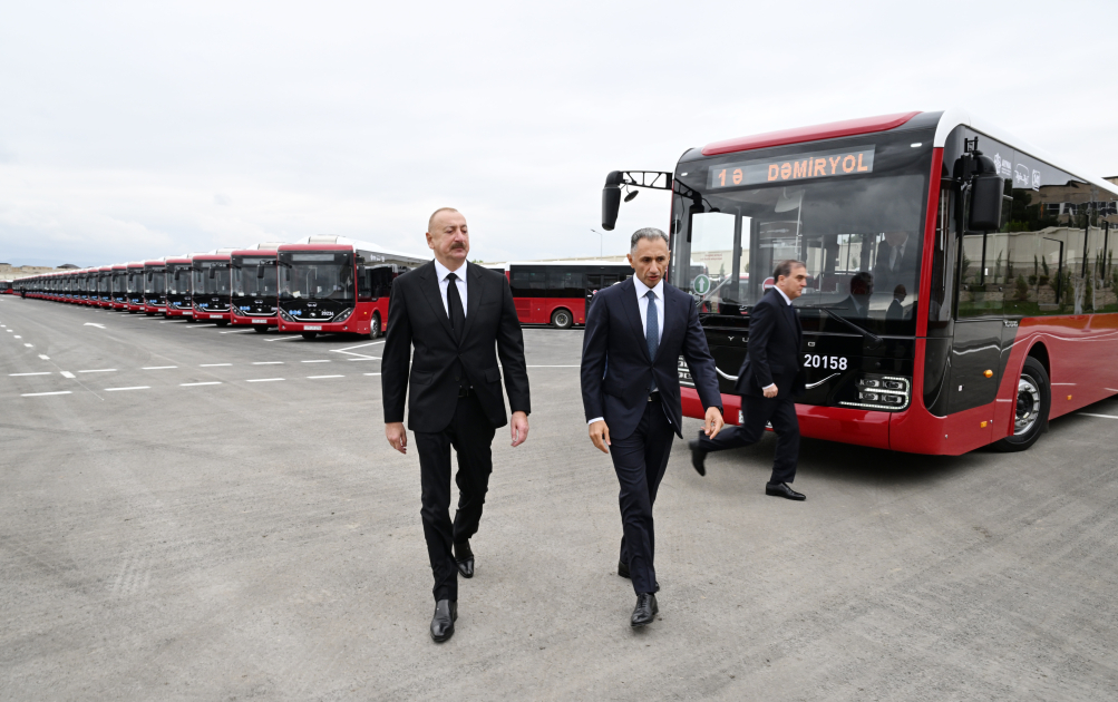 President Ilham Aliyev attends inauguration of BakuBus LLC’s Ganja Bus Depot (PHOTO)