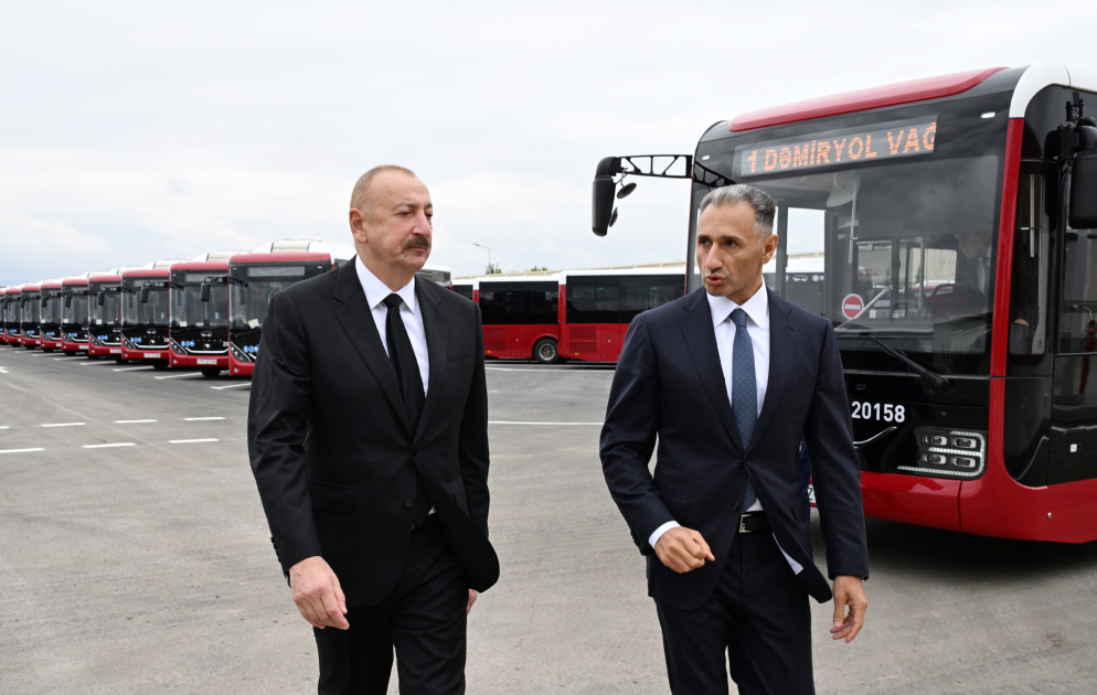 President Ilham Aliyev attends inauguration of BakuBus LLC’s Ganja Bus Depot (PHOTO)