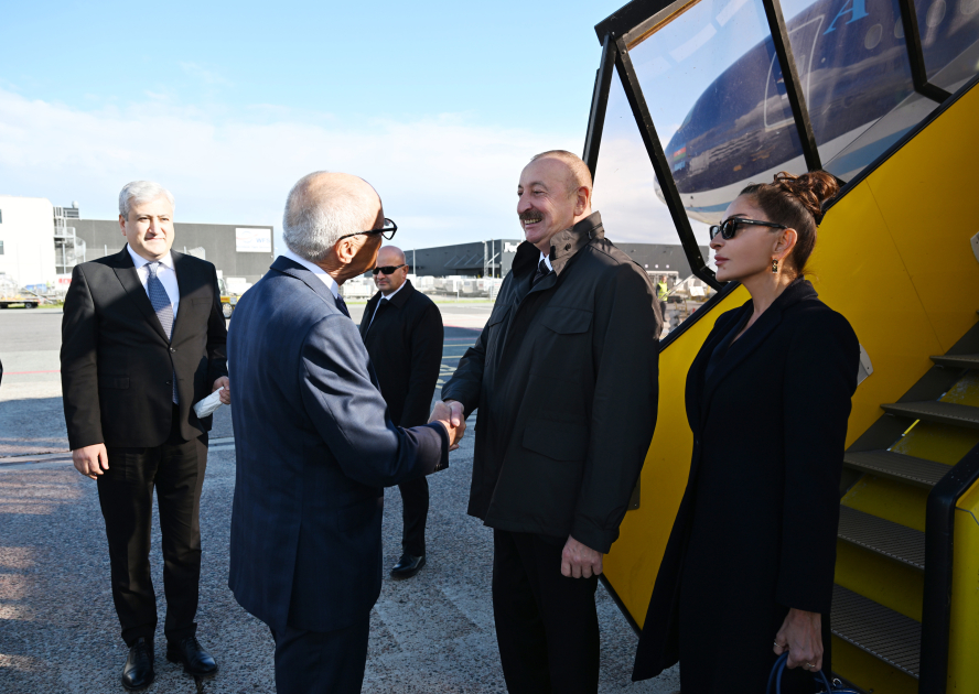 President Ilham Aliyev arrives in Denmark for working visit (PHOTO)