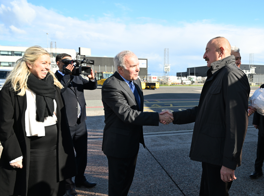 President Ilham Aliyev arrives in Denmark for working visit (PHOTO)