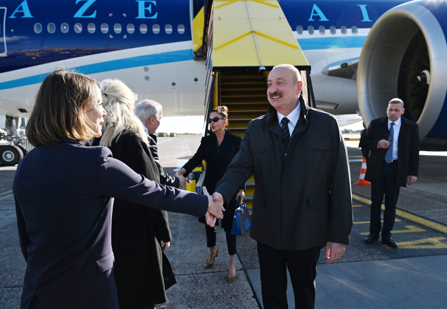President Ilham Aliyev arrives in Denmark for working visit (PHOTO)