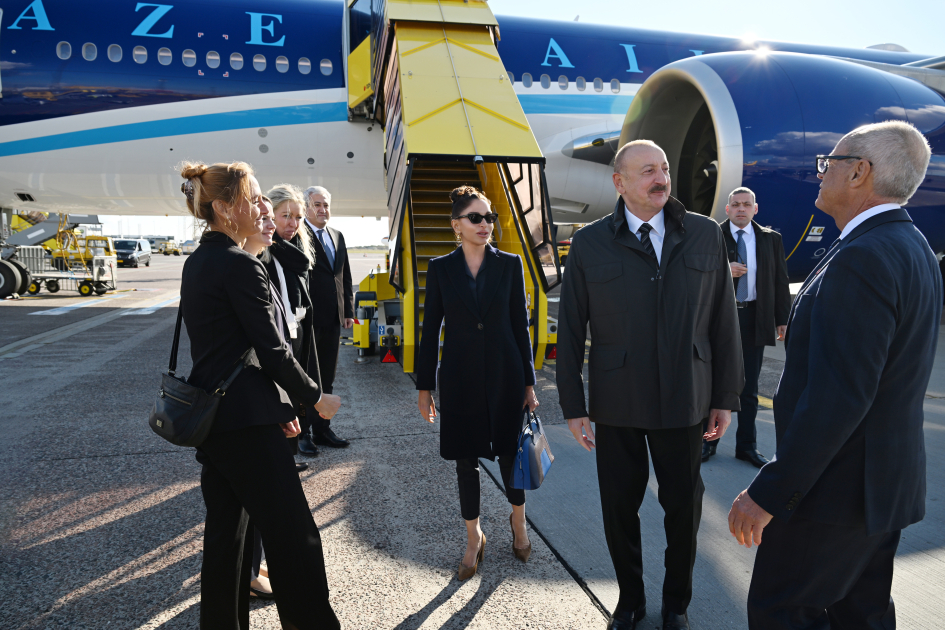 President Ilham Aliyev arrives in Denmark for working visit (PHOTO)