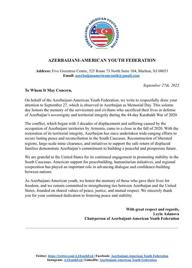Azerbaijani-American Federation holds awareness campaign on Remembrance Day (PHOTO)