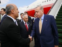 President of Türkiye arrives in Azerbaijan (PHOTO)