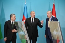 President Ilham Aliyev attends online ceremony to lay foundation stone for mosque to be built by Turkmenistan in Fuzuli (PHOTO)