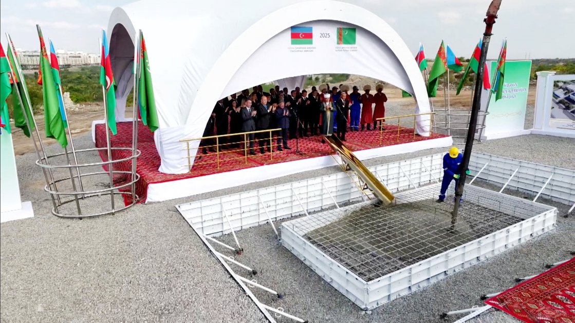 President Ilham Aliyev attends online ceremony to lay foundation stone for mosque to be built by Turkmenistan in Fuzuli (PHOTO)