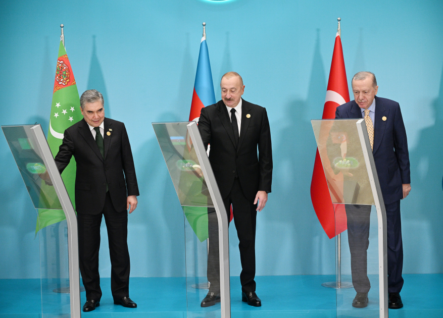 President Ilham Aliyev attends online ceremony to lay foundation stone for mosque to be built by Turkmenistan in Fuzuli (PHOTO)