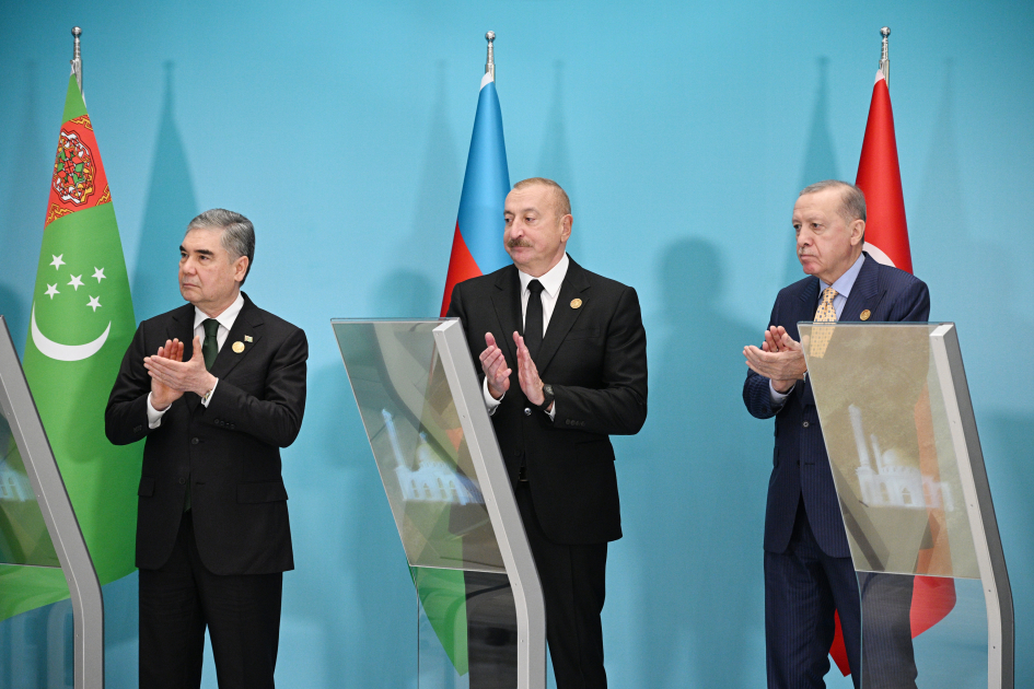 President Ilham Aliyev attends online ceremony to lay foundation stone for mosque to be built by Turkmenistan in Fuzuli (PHOTO)