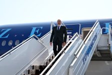 President Ilham Aliyev arrives in Tajikistan (PHOTO)