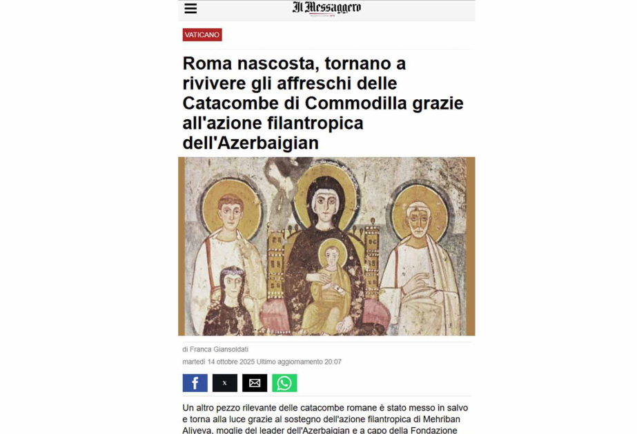 Italian newspaper highlights Azerbaijan's restoration of major historical monuments in the Vatican