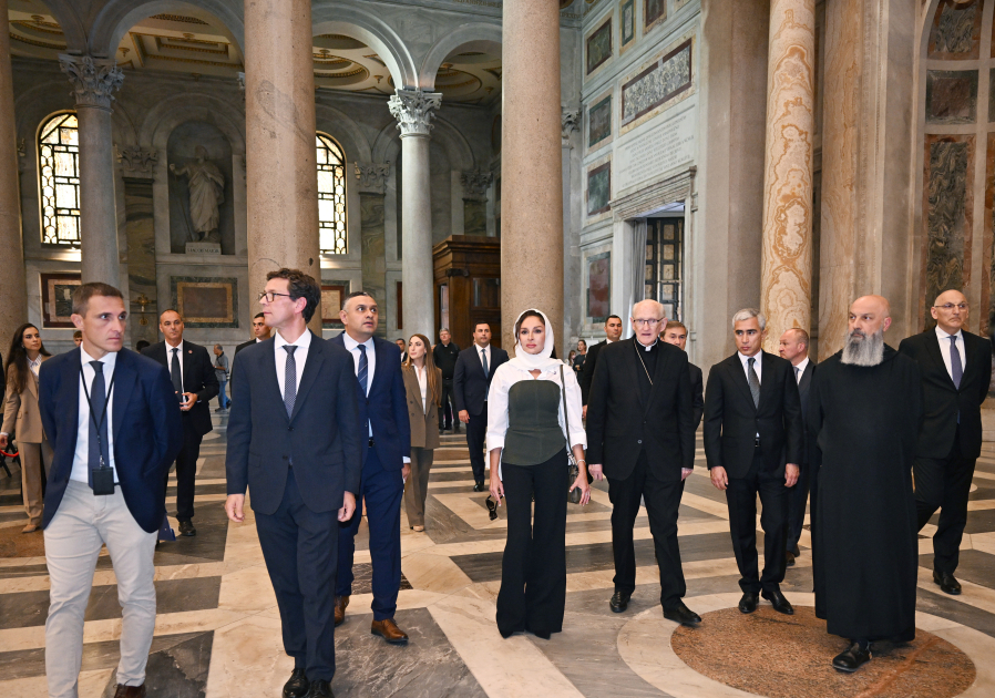 First VP Mehriban Aliyeva inspects restoration progress at Basilica of Saint Paul Outside Walls in Vatican (PHOTO/VIDEO)
