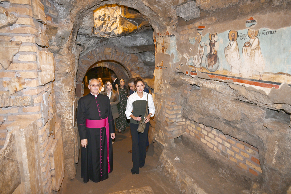 First VP Mehriban Aliyeva attends opening ceremony of restoration project for Catacombs of Saint Commodus in Vatican (PHOTO/VIDEO)