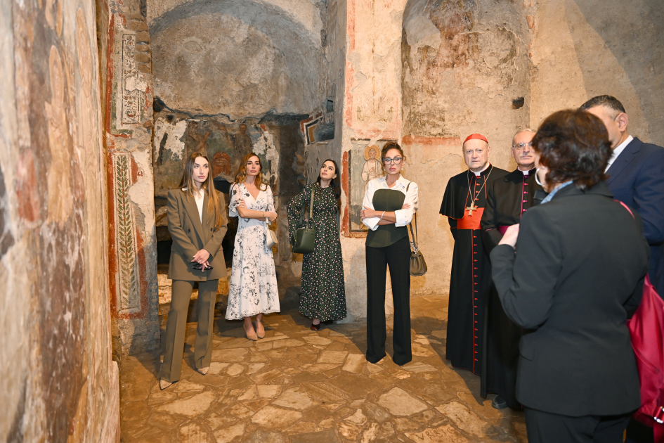 First VP Mehriban Aliyeva attends opening ceremony of restoration project for Catacombs of Saint Commodus in Vatican (PHOTO/VIDEO)