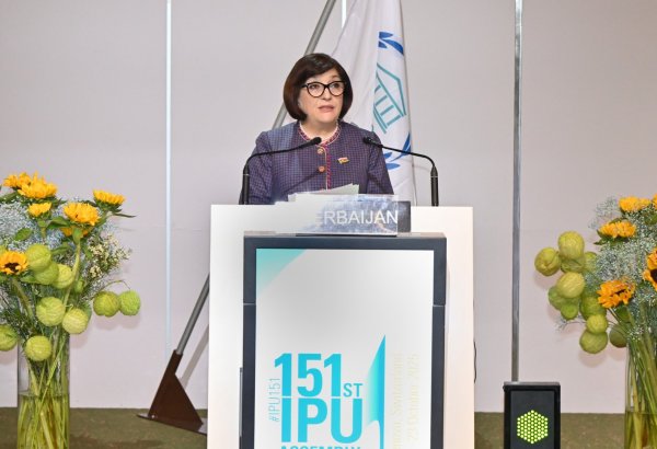 Azerbaijani parliament speaker addresses 151st Assembly of IPU (PHOTO)