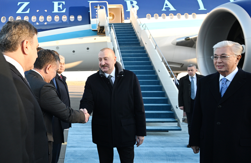 President Ilham Aliyev arrives in Kazakhstan for state visit (PHOTO/VIDEO)
