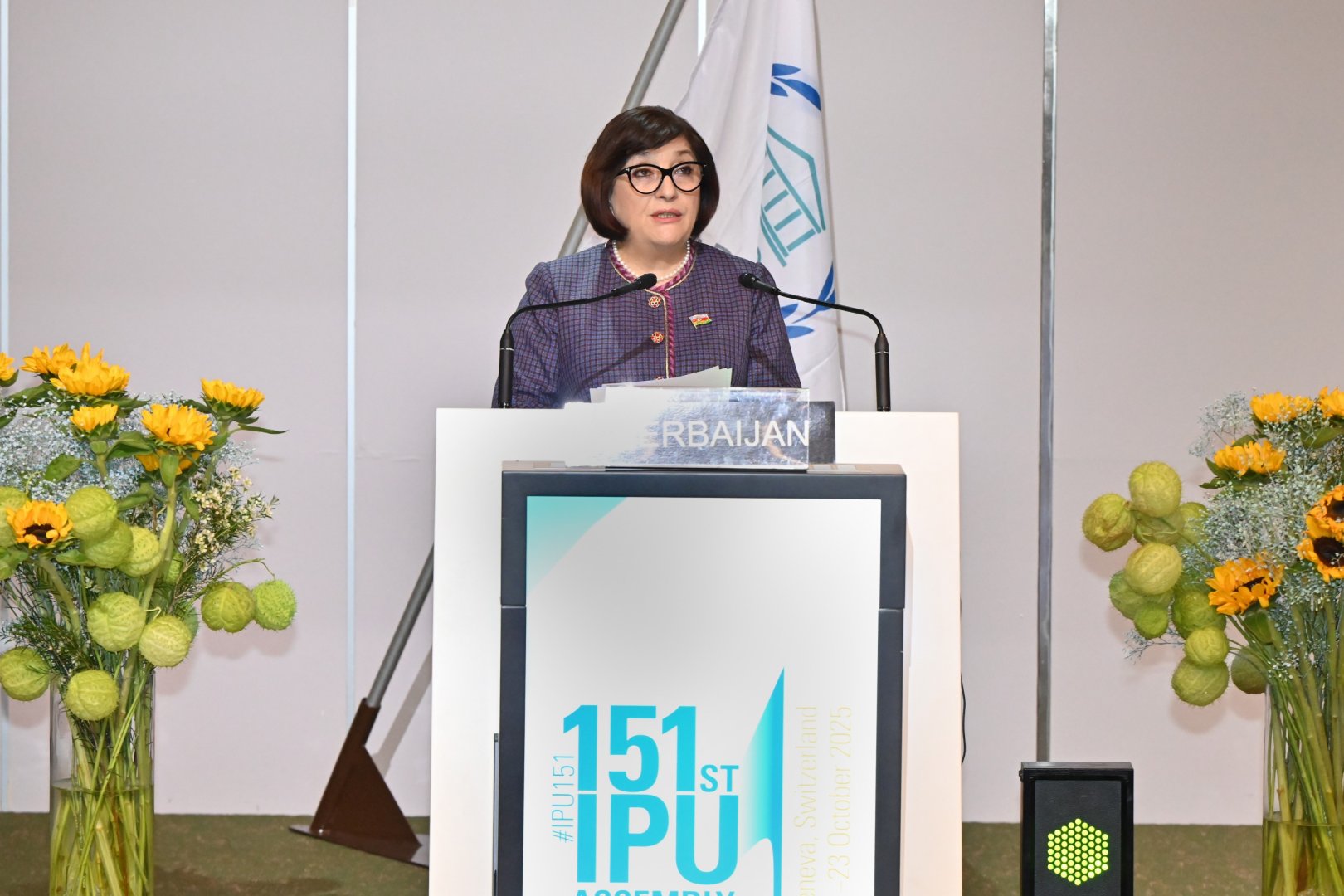 Azerbaijani parliament speaker addresses 151st Assembly of IPU (PHOTO)