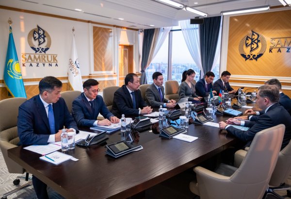 Azerbaijan, Kazakh Samruk-Kazyna Wealth Fund, and Investment Holding discuss co-op opportunities (PHOTO)