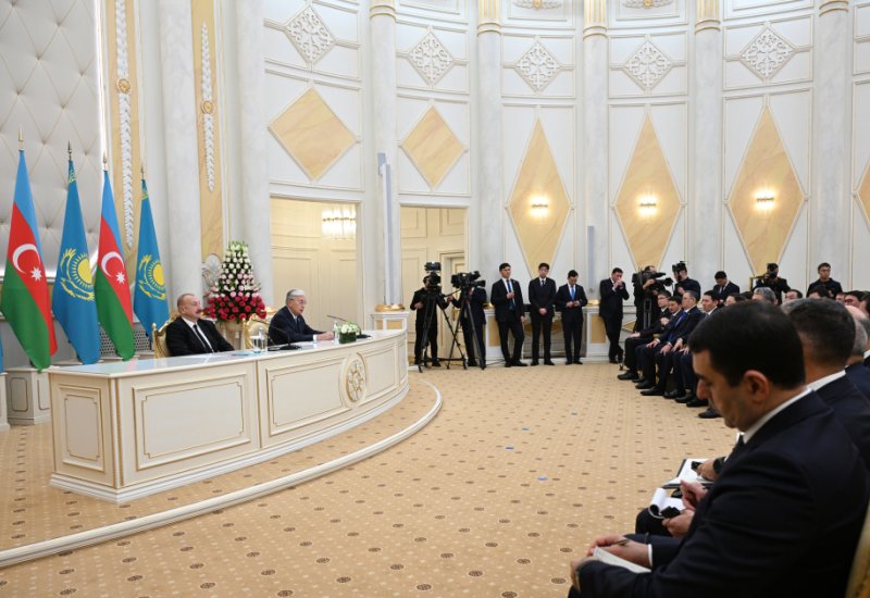 President Ilham Aliyev, President Kassym-Jomart Tokayev make press statements (PHOTO)