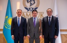 Azerbaijan, Kazakh Samruk-Kazyna Wealth Fund, and Investment Holding discuss co-op opportunities (PHOTO)
