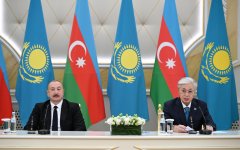 President Ilham Aliyev, President Kassym-Jomart Tokayev make press statements (PHOTO)