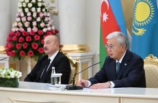 President Ilham Aliyev, President Kassym-Jomart Tokayev make press statements (PHOTO)