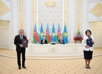 Azerbaijan, Kazakhstan exchange documents (PHOTO/VIDEO)
