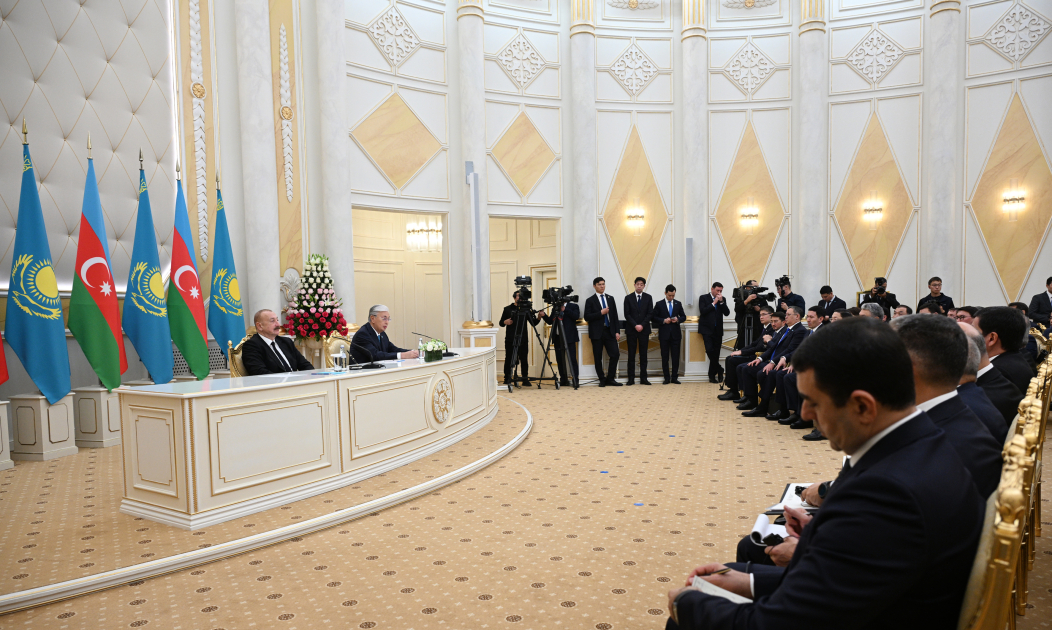President Ilham Aliyev, President Kassym-Jomart Tokayev make press statements (PHOTO)