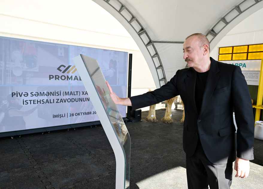 President Ilham Aliyev attends inauguration of barley malt processing facility in Imishli (PHOTO/VIDEO)