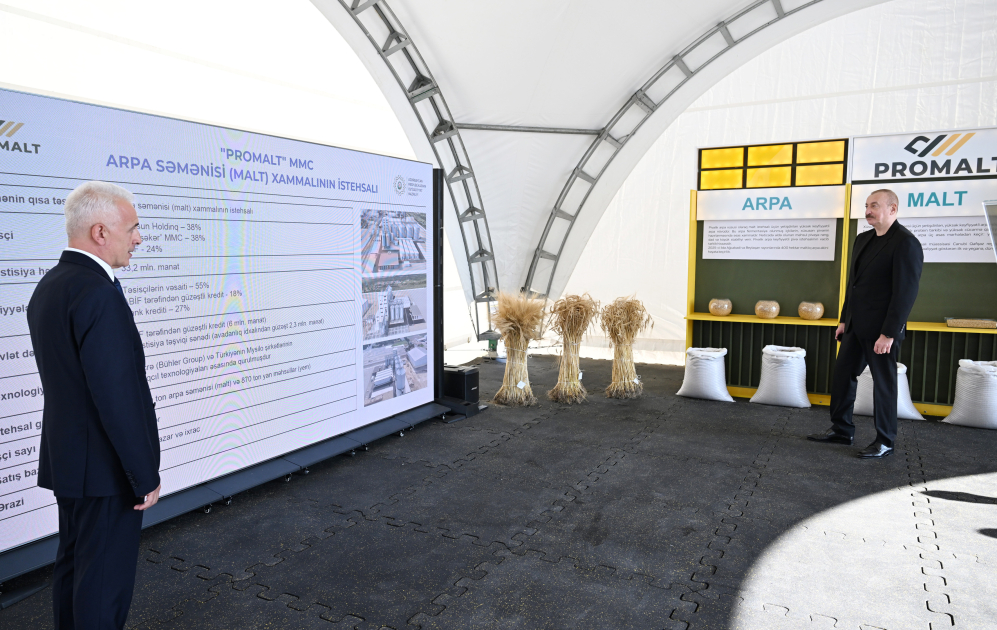 President Ilham Aliyev attends inauguration of barley malt processing facility in Imishli (PHOTO/VIDEO)