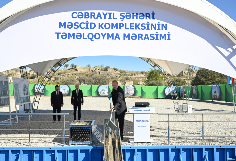 President Ilham Aliyev lays foundation stone for Jabrayil City Mosque (PHOTO)
