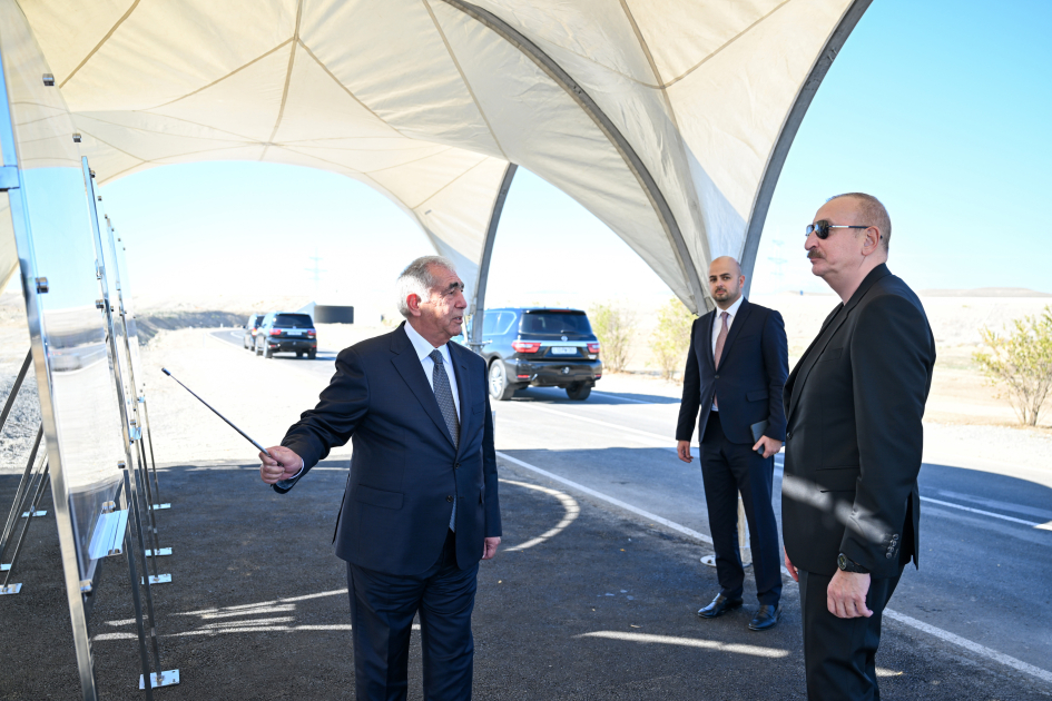 President Ilham Aliyev attends opening of highway to “Shafag” Solar Power Plant in Jabrayil district (PHOTO)