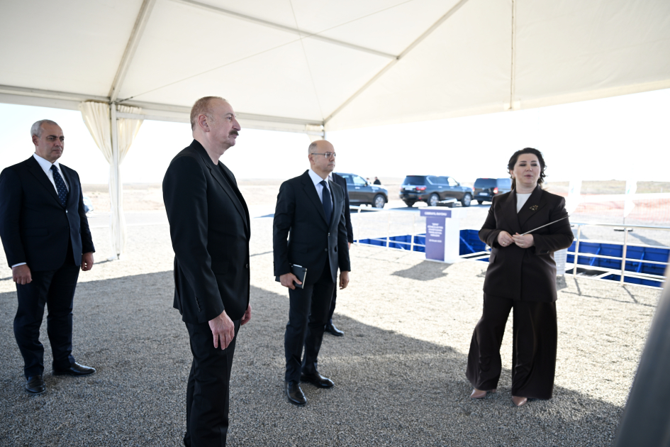 President Ilham Aliyev lays foundation stone for “Shams” and “Ufug” Solar Power Plants in Shahvalli village of Jabrayil district (PHOTO)