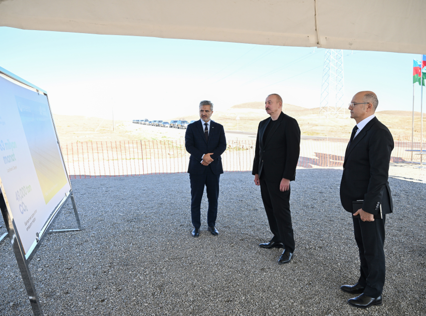 President Ilham Aliyev lays foundation stone for “Shams” and “Ufug” Solar Power Plants in Shahvalli village of Jabrayil district (PHOTO)