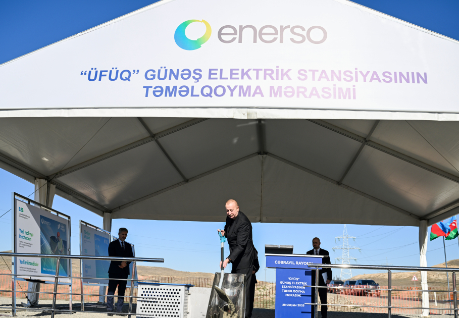 President Ilham Aliyev lays foundation stone for “Shams” and “Ufug” Solar Power Plants in Shahvalli village of Jabrayil district (PHOTO)