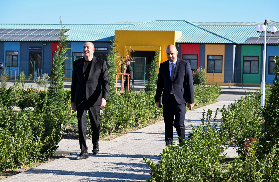 President Ilham Aliyev inspects progress of second phase of Aghali village and attends opening of Mammadbayli village in Zangilan district (PHOTO)