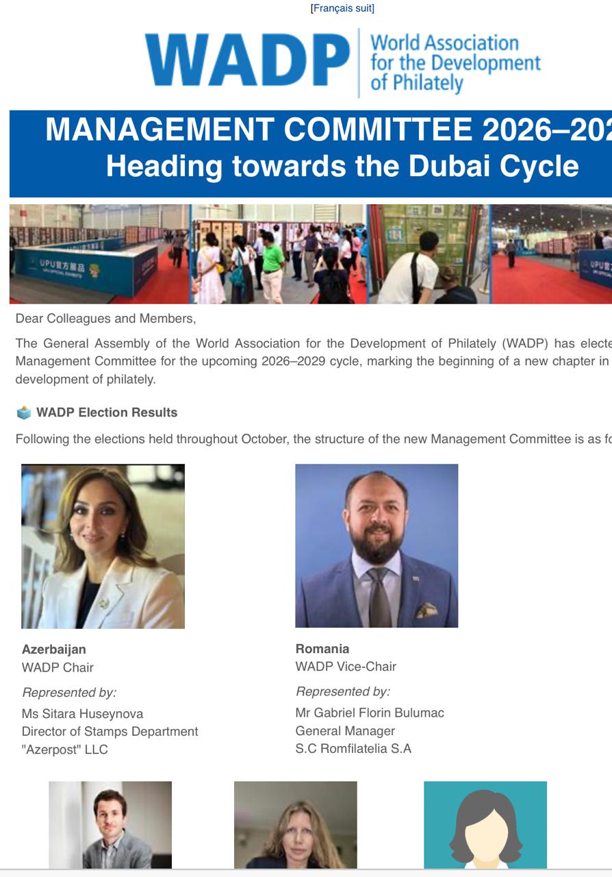 Azerbaijan takes helm of World Philately Organization for 2026–2029 (PHOTO)