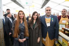 Heydar Aliyev Foundation VP Leyla Aliyeva and Head of Baku Media Center Arzu Aliyeva attend exhibition-sale fair of beekeeping products (PHOTO)