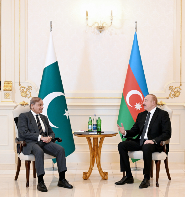 President Ilham Aliyev, Pakistan's PM hold limited format meeting (PHOTO)