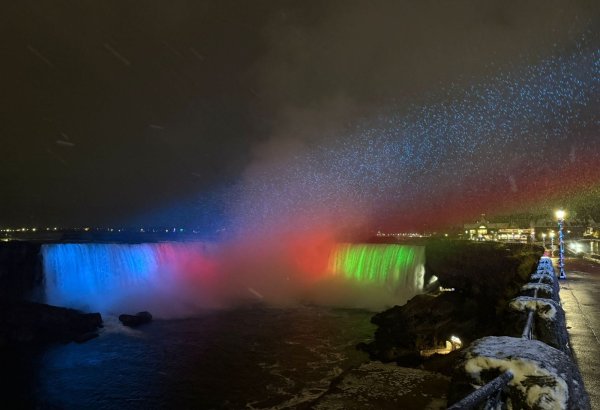 Niagara Falls glows with Azerbaijani flag colors on National Day (PHOTO)