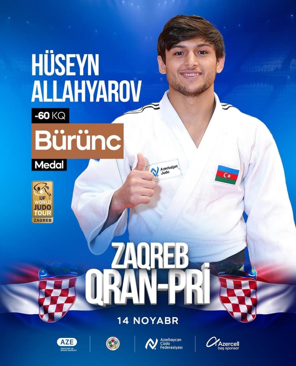 Azerbaijani judoka snags bronze medal at Croatia Grand Prix