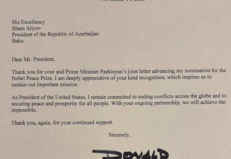 U.S. President Donald Trump thanks President Ilham Aliyev