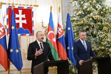President Ilham Aliyev, President of Slovakia make press statements (PHOTO/VIDEO)
