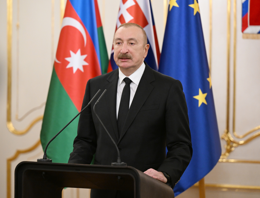 President Ilham Aliyev, President of Slovakia make press statements (PHOTO/VIDEO)