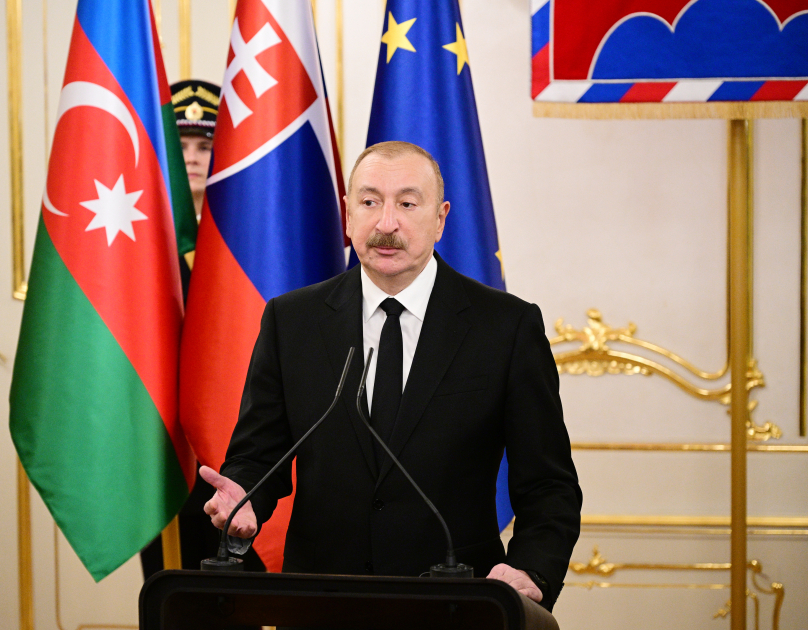 President Ilham Aliyev, President of Slovakia make press statements (PHOTO/VIDEO)