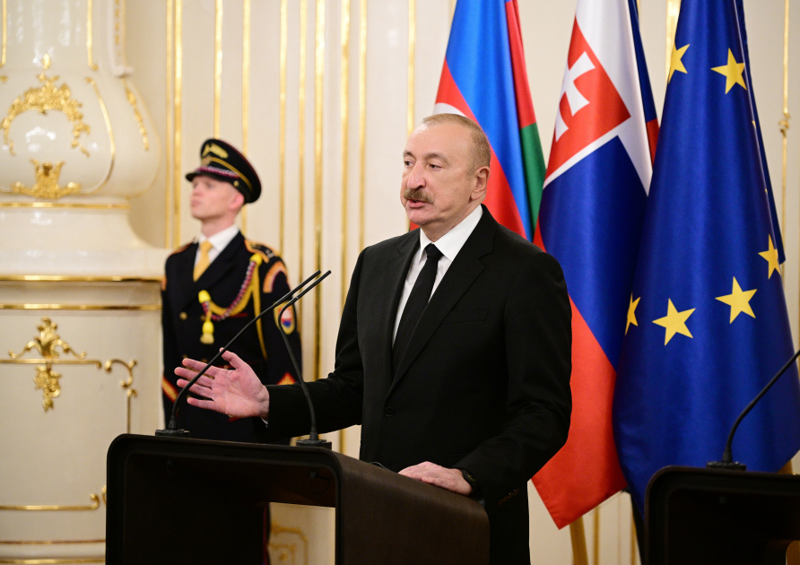 President Ilham Aliyev, President of Slovakia make press statements (PHOTO/VIDEO)